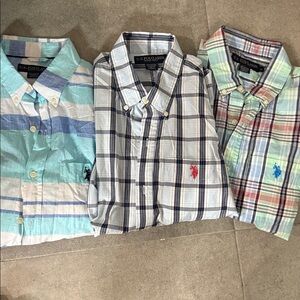 U.S. Polo Assn. Men's Blue and Green Plaid Shirts